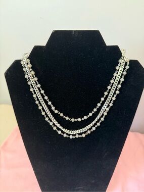 Silver Bead Layered Necklace